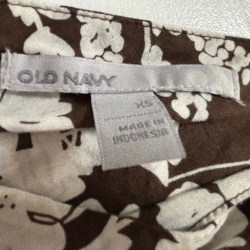 Old Navy Brown and White Floral Dress XS Coverup Beachy Summer Lightweight - Picture 7 of 7